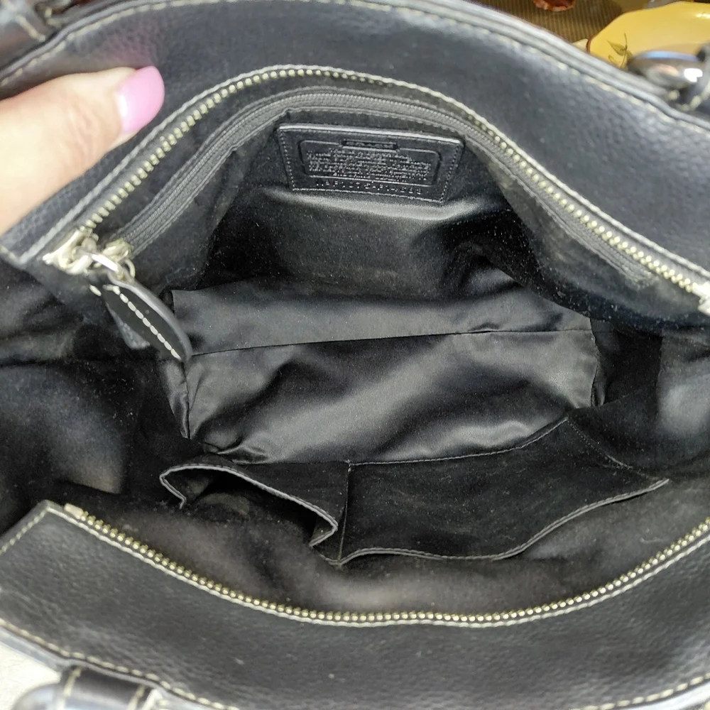 Coach Penelope Black Pebbled Leather Tote - Picture 3 of 12